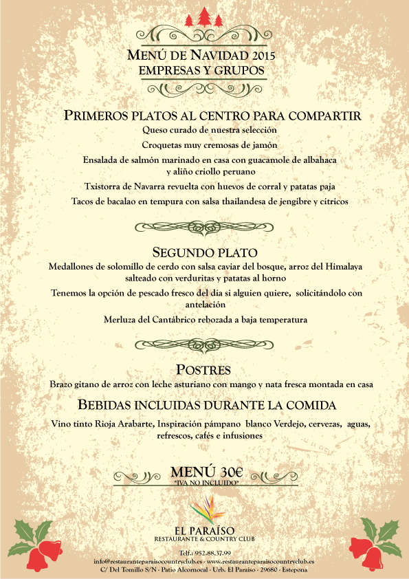 MenuEmpresa 30 Comidas y Cenas de Navidad para Empresas y Grupos. Menús de Empresas y Grupos 2015.
