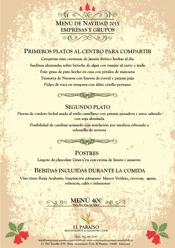 MenuEmpresa 40 Comidas y Cenas de Navidad para Empresas y Grupos. Menús de Empresas y Grupos 2015.