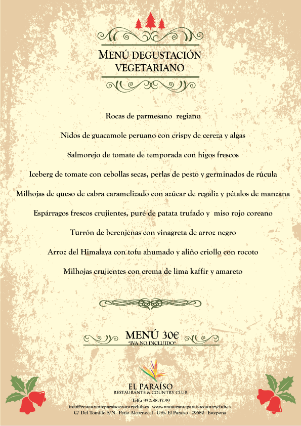 MenuVegetarianoNavidad1 Comidas y Cenas de Navidad para Empresas y Grupos. Menús de Empresas y Grupos 2015.