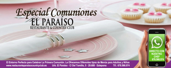 Menús Mi Primera Comunión. Celebración Comuniones 2014.