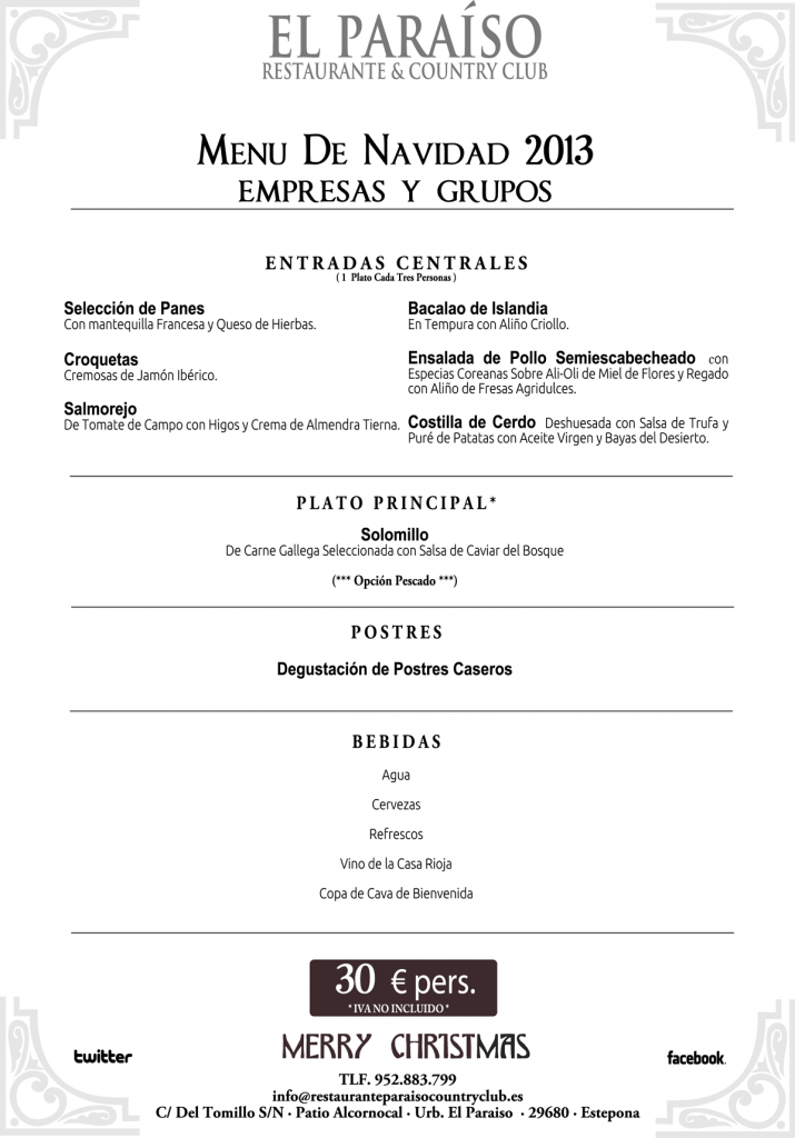comidas cenas navidad empresas grupos menu christmas dinner marbella estepona 30 715x1024 Comidas y Cenas de Navidad para Empresas y Grupos. Menús de Empresas y Grupos 2013.